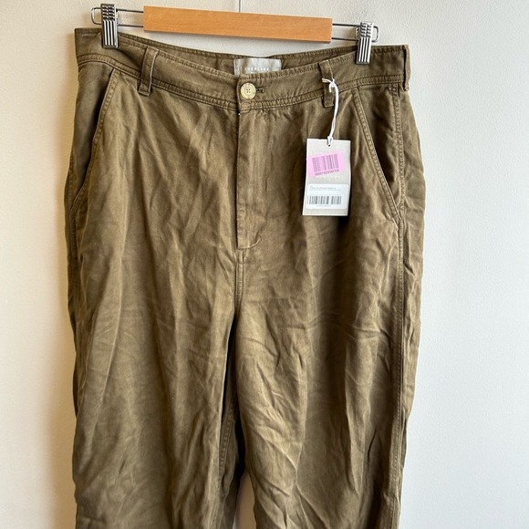 Everlane The Organic Beech Green Straight Leg Pants Women's NWT Size 10 - Picture 4 of 8